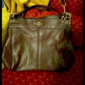 Brown leather coach purse